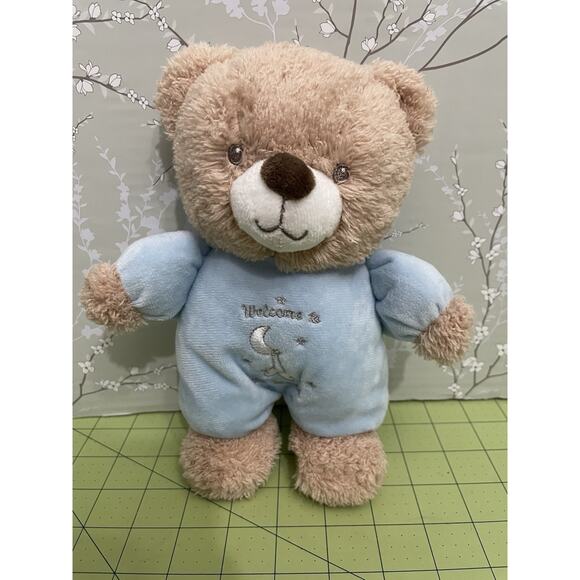 Little Me Baby Boy Blue 9" Plush Welcome To The World Bear With Rattle - Picture 1 of 6